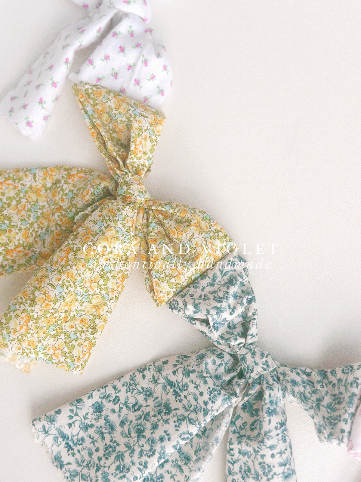 Back view of the Vintage bows nursery garland by Cora and Violet