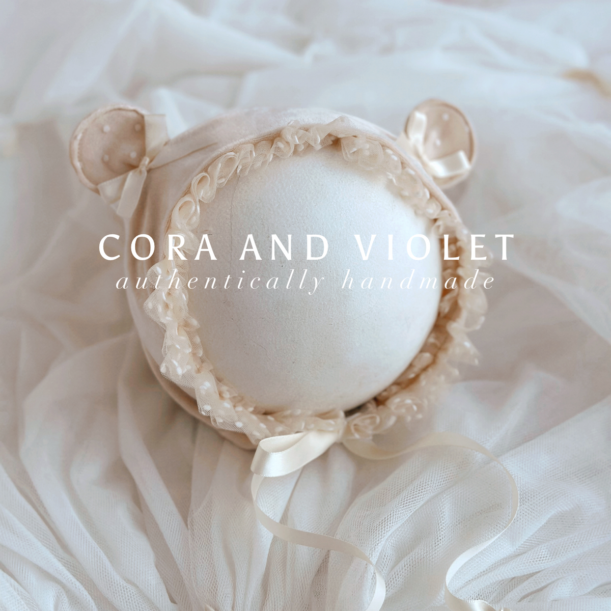 Bonnie Heirloom Teddy Bear Bonnet | Velvet & Vintage Lace – Cora
