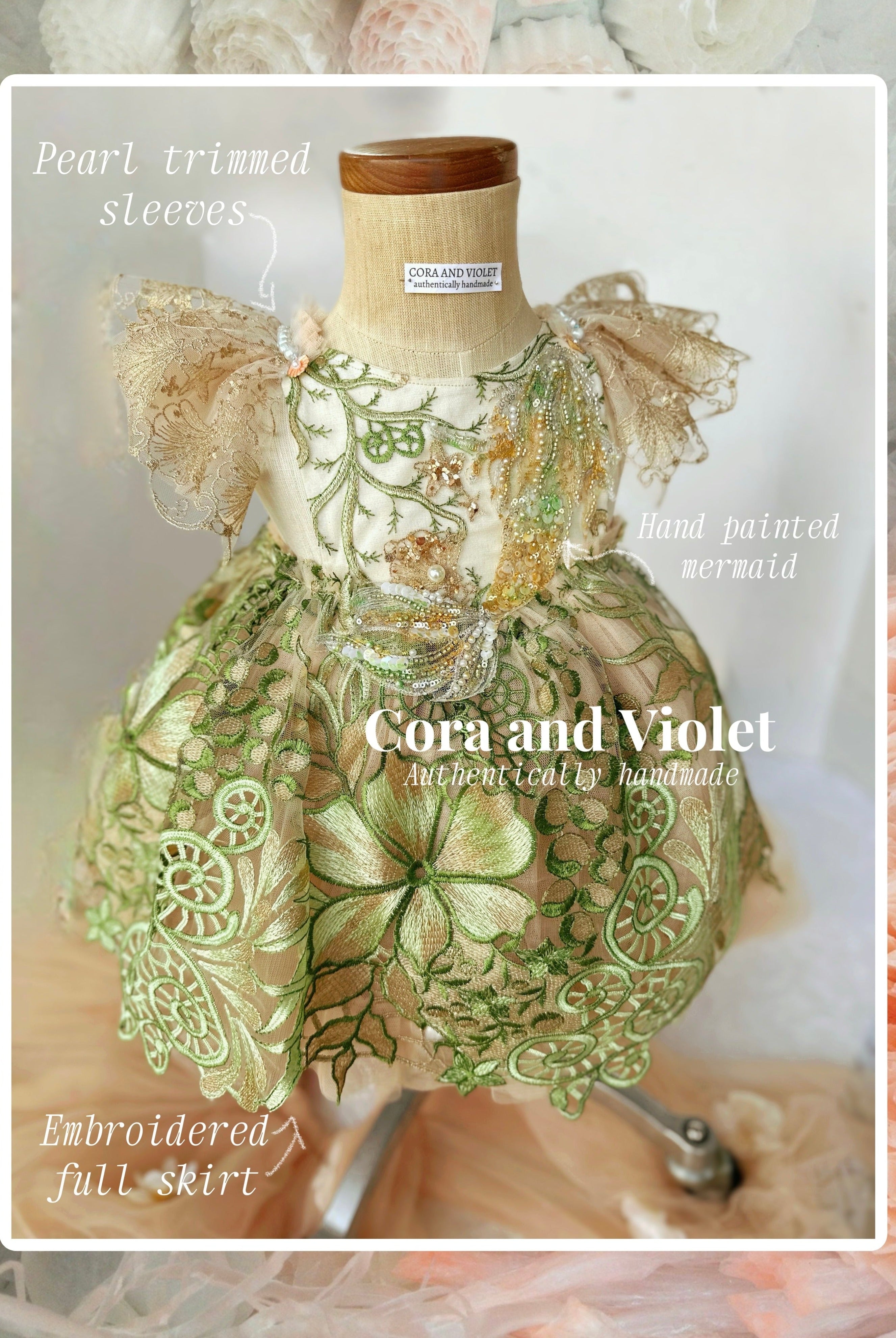 mermaid dress,cora and violet , mermaid birthday dress, ocean flower girl dress