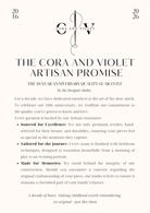 Cora and Violet advertisement detailing their 10-year anniversary quality guarantee.