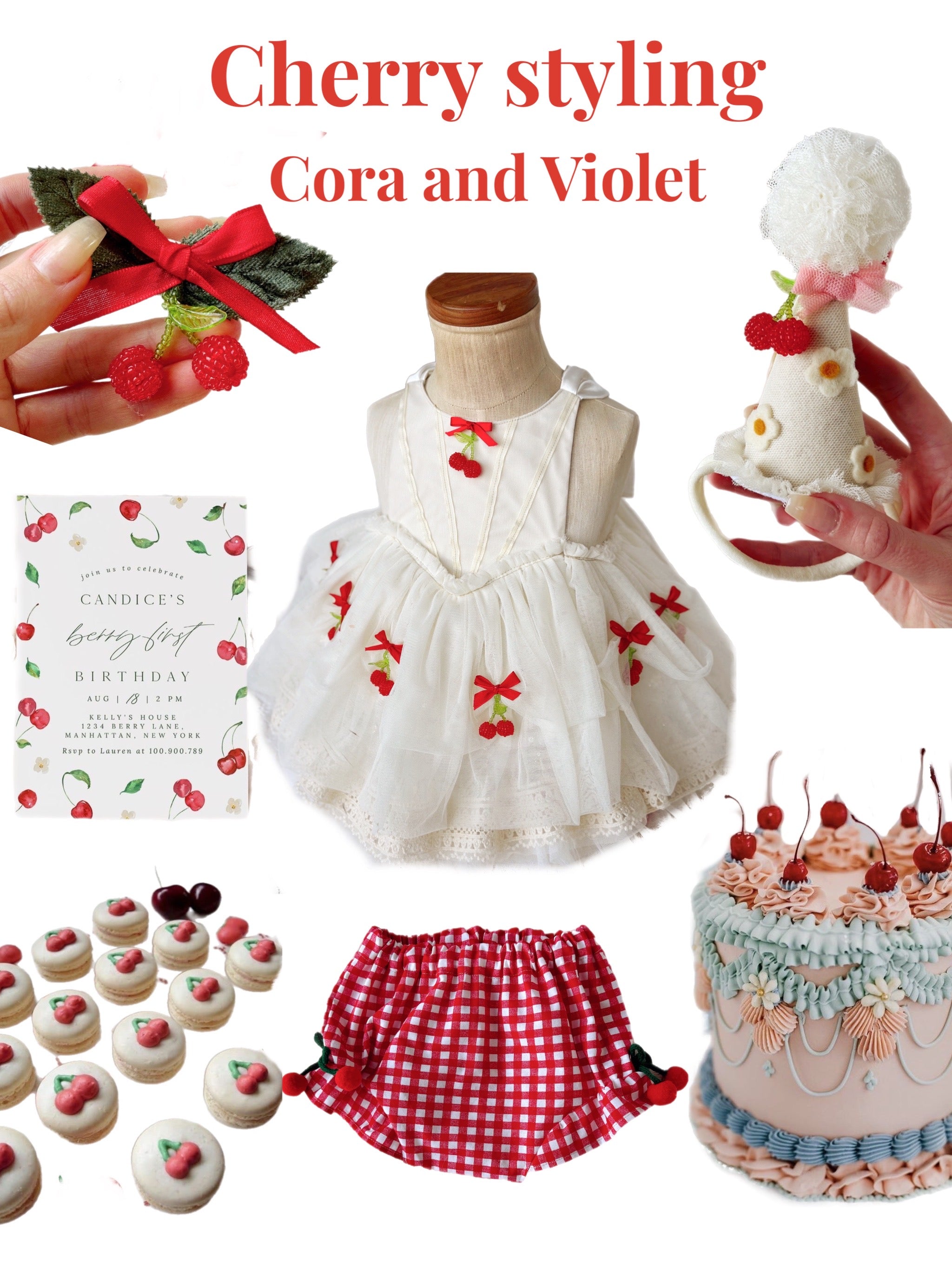 Heart E ベルベットフリルJPS cherry hair clips – Cora and Violet